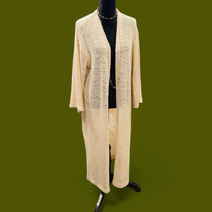 Carly Jean Cream Long Duster Cardigan Oversized Boho Minimalist Neutral Layering